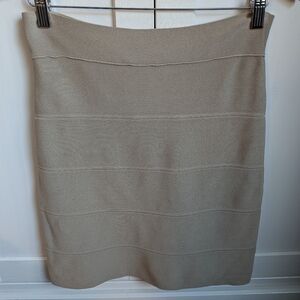 BCBGMAXAZRIA Icon Bandage Mini Skirt - Taupe/Champagne - Size M